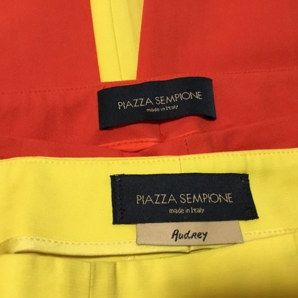 Piazza Sempione Audrey Pants Cropped Italy RARE YELLOW & CORAL Size US 8  IT 44 - Picture 11 of 14